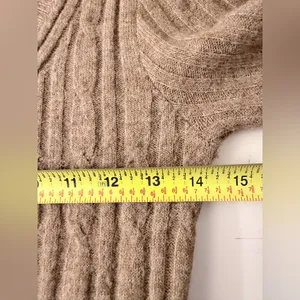 Abercrombie & Fitch tan ribbed cable knit Sweater midi Dress long sleeve V neck thumbnail 5