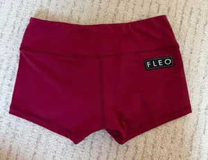 Fleo Women's Burgundy Athletic Shorts Red thumbnail 1