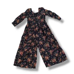 Vintage All That Jazz Dark Floral Rayon Cropped Jumpsuit 90s Grunge Romantic thumbnail 14