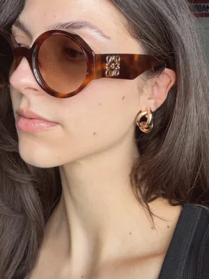 Loewe Story Round Frame Tortoiseshell Acetate Sunglasses thumbnail 3