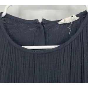 &merci Babydoll Dress Women Large Black Textured Gauze Puff Sleeve Crinkled Chic thumbnail 3