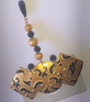 Satin Gold Tone and Black Statement Retro Vintage Hair Barrette Clip thumbnail 1