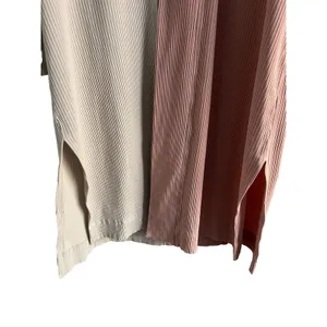 Daily Practice Anthropologie Pink Cream Color Block Ribbed Robe Duster XL thumbnail 4