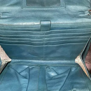 Brighton Turquoise Leather Purse Crossbody Western Cowboy 90s Wallet Vintage thumbnail 5