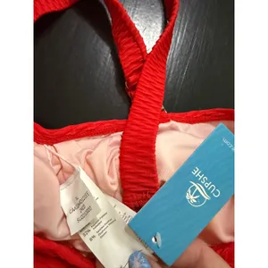 Cupshe Red Textured Bikini Set High Waisted Two Piece Swimsuit‎ XL CAA12B4D121EE thumbnail 3