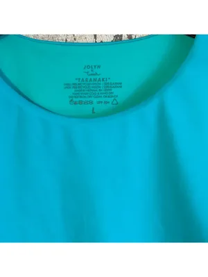 Jolyn Taranaki Long Sleeve Crop Cut-out Rashguard Teal, size Large thumbnail 3