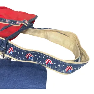 Joe Boxer red blue apples stars teacher shoulder bag patriotic tote school VTG thumbnail 5