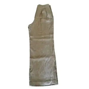 Zara Beige Tan Pleated Viscose Wide Leg Y2K High Waist Trouser Pants SZ S #2434 thumbnail 6