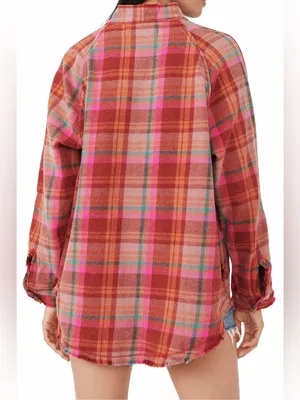 Free People We The Free Summer Daydream Plaid Button Down Shirt XS Boho thumbnail 5