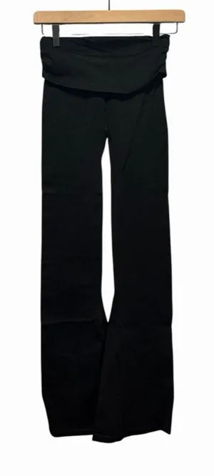 OQQ Black Fold Over Waist Flare Leggings Yoga Pants Extra Small thumbnail 1