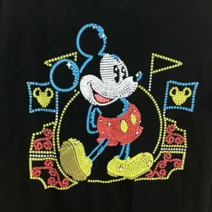 Disney Mickey Mouse T-Shirt Unisex Small Black Rhinestone Hong‎ Kong Disneyland thumbnail 2