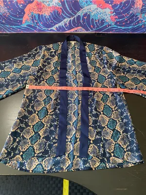 Guess Navy & Teal Snake-Print Kimono Blazer thumbnail 3