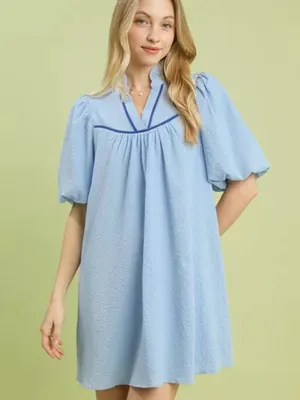 Umgee Seersucker Puff Sleeve Dress‎ thumbnail 1