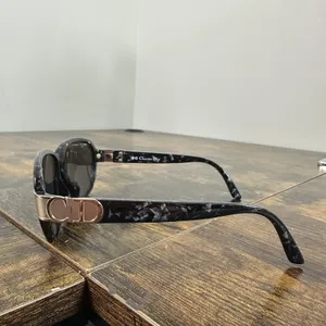 Christian Dior 2017A 95 Sunglasses Womens Black Tortoise Oval Gray Lens Logo thumbnail 4