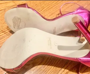 Charlotte Russe Metallic Fuchsia ankle strap Barbiecore Stilettos size 7 thumbnail 14