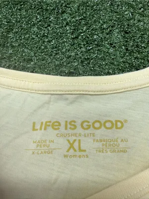 Life is Good Crusher-Lite T-Shirt Butter Yellow Short Sleeve Bee Scoop Neck XL thumbnail 5