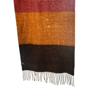 Vintage Cashmere Angora Wool Chunky Fringe Scarf Chocolate Brown thumbnail 10