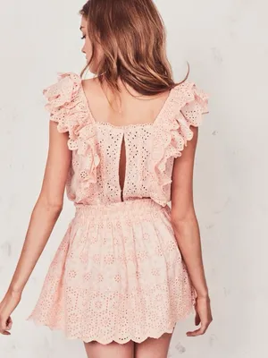 LoveShackFancy Dora Dress in Pink Parfait Size L thumbnail 3