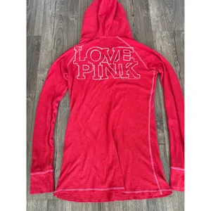 Vintage y2k‎ Victorias Secret PINK Waffle Thermal Hoodie Pink Large LOVE PINK thumbnail 3