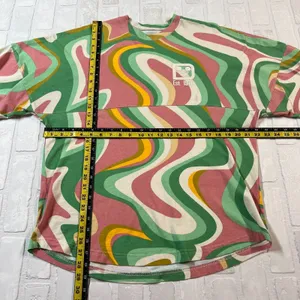 Walt Disney World Spirit Jersey Womens Medium Pink Green 70s Swirl Long Sleeve M thumbnail 3