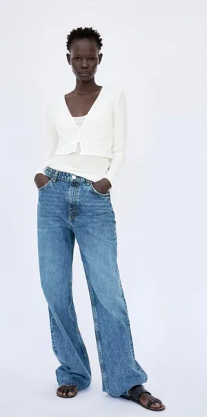 ZARA White Ruched Crop Top thumbnail 2