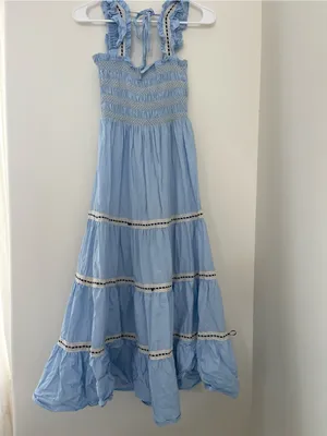 Light Blue Smocked Maxi Dress thumbnail 2