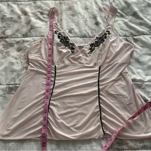 California Dynasty pink embroidered babydoll pajama top, size M boho loungewear thumbnail 7