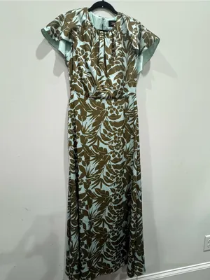Alexia Admor Danica Capelet Sleeve Satin Maxi Dress Size 8 thumbnail 3