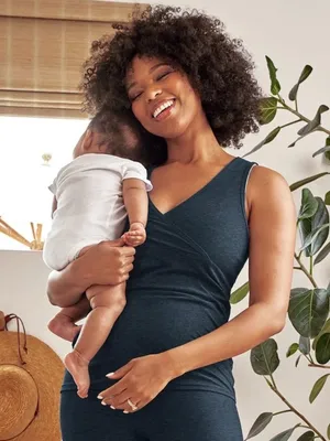 Beyond Yoga Featherweight Easy Access Nursing Crossover Tank – Navy – S thumbnail 1