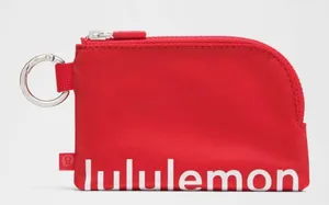 Lululemon NWT Clippable Card Pouch Lulu Red Zip Key Coin Pouch with Logo thumbnail 1