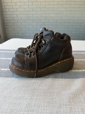 Vintage Y2K Dr. Martens 8550 Brown Leather Chunky Boots Made in England Size 6 thumbnail 5