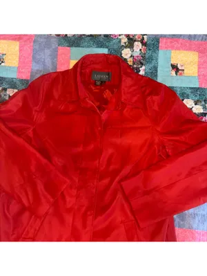 Lauren Ralph Lauren Vintage Red Polyester Trench Coat, Woman’s Size Large thumbnail 5