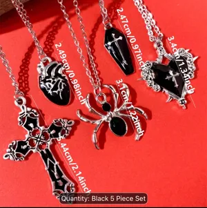 & Other Stories Y2K Vintage Style Stainless Steel (5) Piece Gothic/Punk Style “18 inch Necklaces thumbnail 2