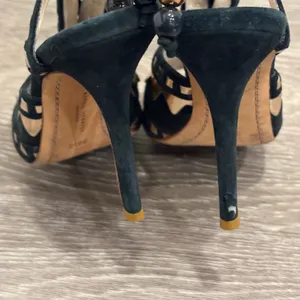 Sophia Webster Riko Black Suede Rose‎ Gold Geometric Peep Toe Stiletto Heels 8 thumbnail 8