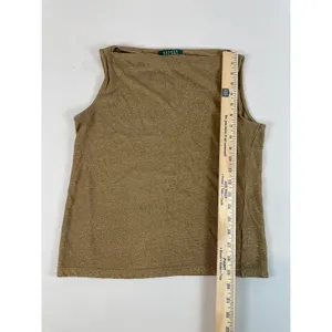 Lauren Ralph Lauren Gold Sleeveless Top Size M Classic Style thumbnail 5