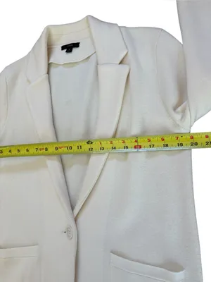 J Crew Cecile Relaxed Sweater Blazer Cotton Wool Blend Womens Small Ivory thumbnail 6