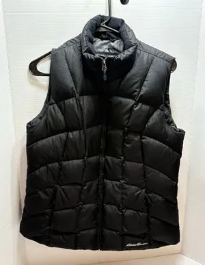 Eddie Bauer EB650 Lightweight Packable Down Puffer Black Vest Women’s Size M thumbnail 1