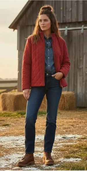 Woolrich "Ruby Heather" Quilted Mock Neck Jacket Size XL Vintage thumbnail 1