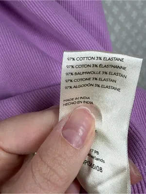Anthropologie Maeve Purple Ribbed Half Sleeve Cotton Blend Mock Neck Top thumbnail 4