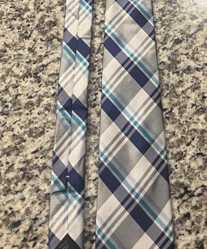Express Men’s tie Blue & White Checkered NWOT. Business Party Holiday. thumbnail 8
