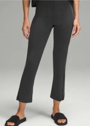 Lululemon Ribbed Softstreme Zip-Leg High-Rise Cropped Pants 25" Black Women’s 10 thumbnail 1