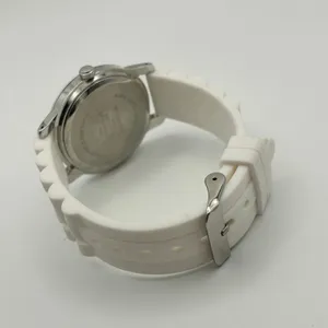 Women’s Silver-tone Stainless Steel Watch White Silicon Band, working thumbnail 5
