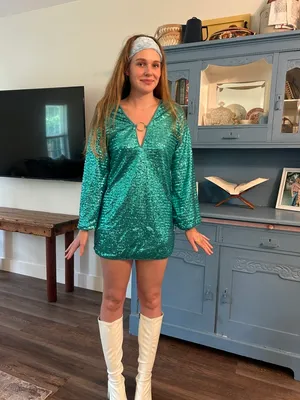 Sequin Mini Dress Blue Size 4 thumbnail 2