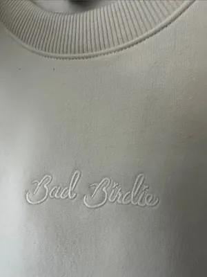 Bad Birdie Cream Cropped Crew Sweatshirt thumbnail 3