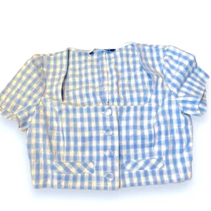 Zara Blue & White Gingham Crop Top Size Small thumbnail 6