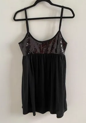 Love Rocks Black Sequin Tank Top Size Large New Without Tag Y2K Party Concert thumbnail 1