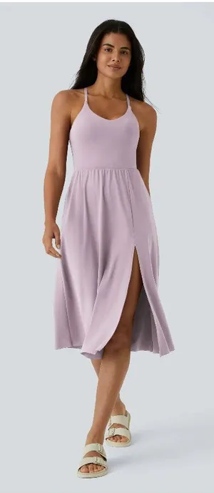 Halara Everyday Midi Chill Dress-La Land Pockets Purple M thumbnail 1