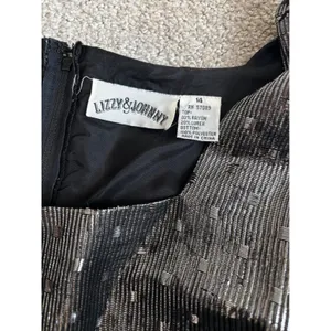 Vintage 80s Prom Lizzy & Johnny Dress Silver Black Metallic Velvet Whimsigoth thumbnail 3
