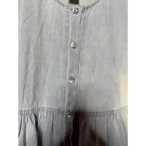 VTG Casual Corner‎ Women 16 90s Denim Maxi Dress Light Wash Floral Embroidery thumbnail 3