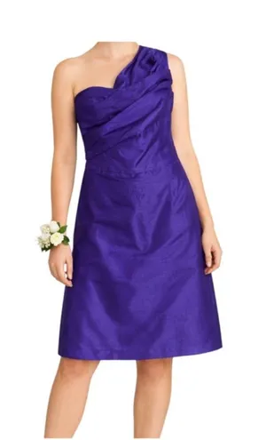 Vintage Watters & Watters Silk Dress Size 6 One Shoulder Purple Formal Cocktail thumbnail 1